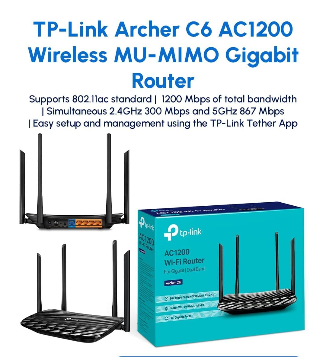 TP-Link Archer C6 AC1200 Gigabit Router
